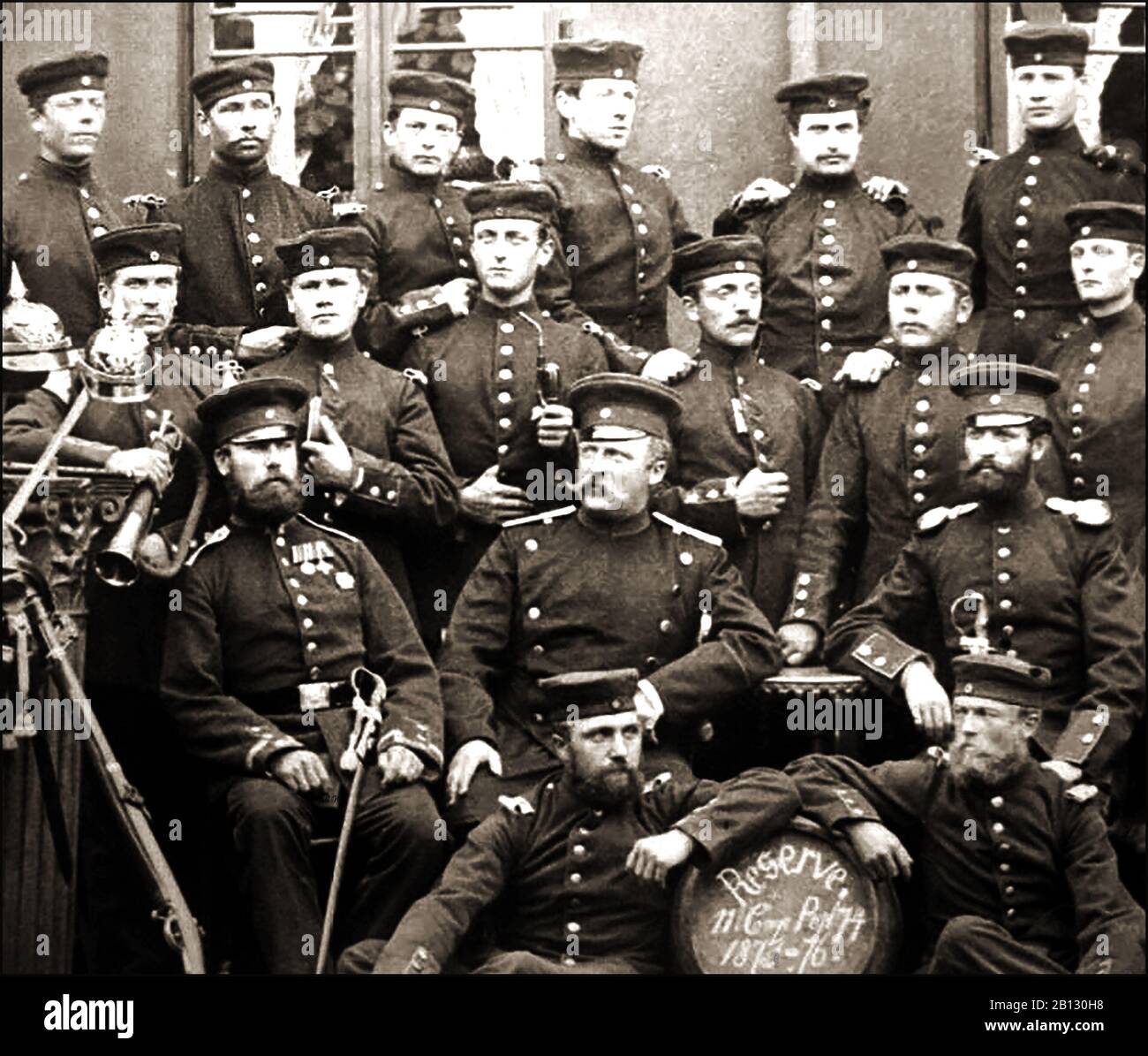 A group of  Prussian later German  Reserve   soldiers  (11th Company  (possibly 1st Hanover)- 74th regiment) in 1873 Stock Photo