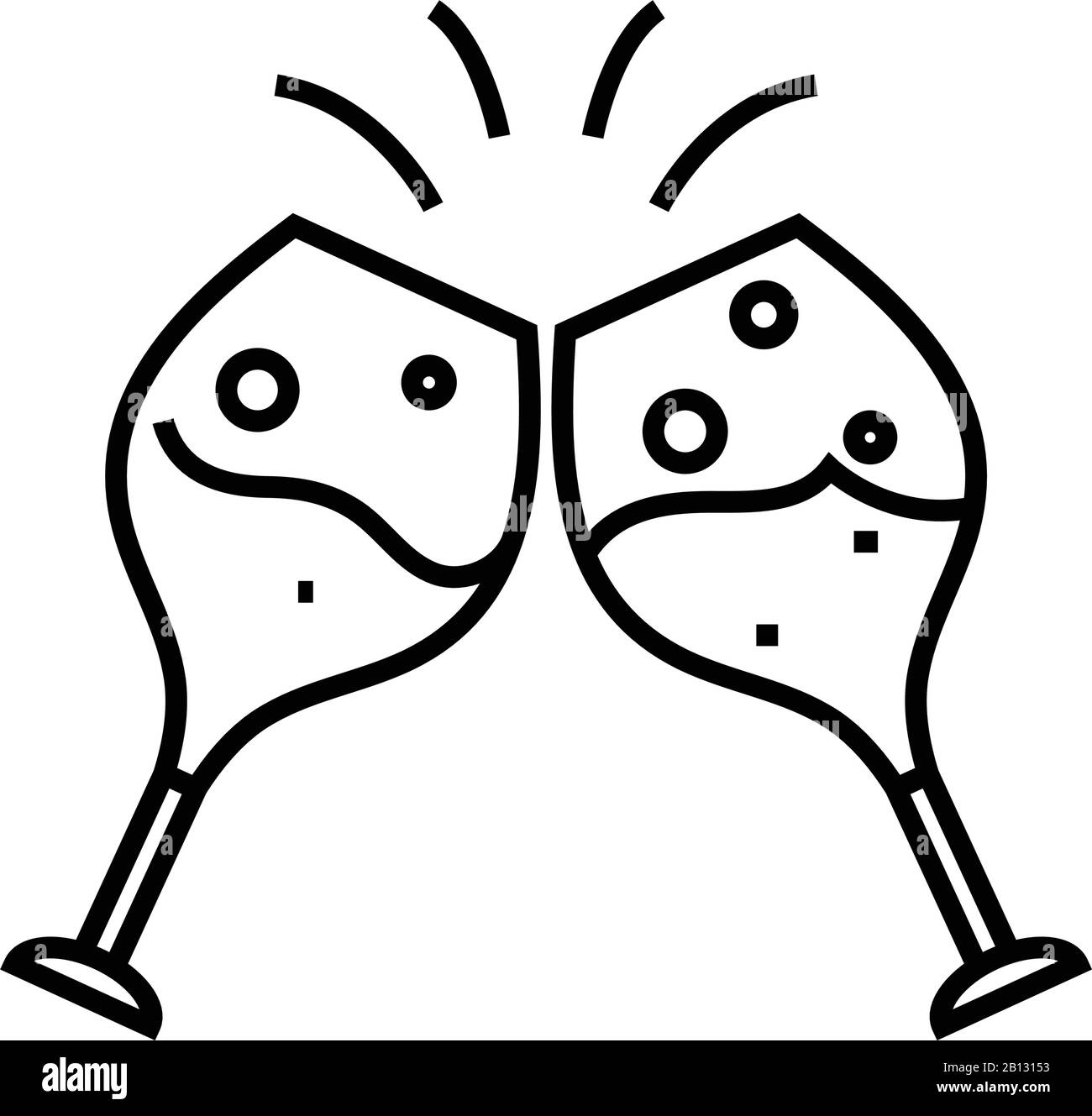 Champagne glass line icon, concept sign, outline vector illustration