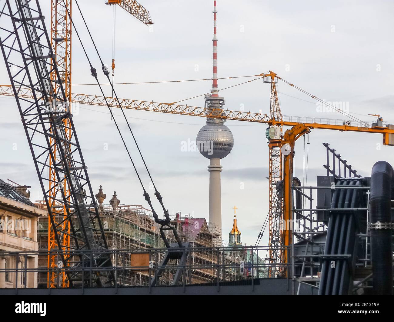 Construction site with TV tower,Berlin,Germany,Europe Stock Photo