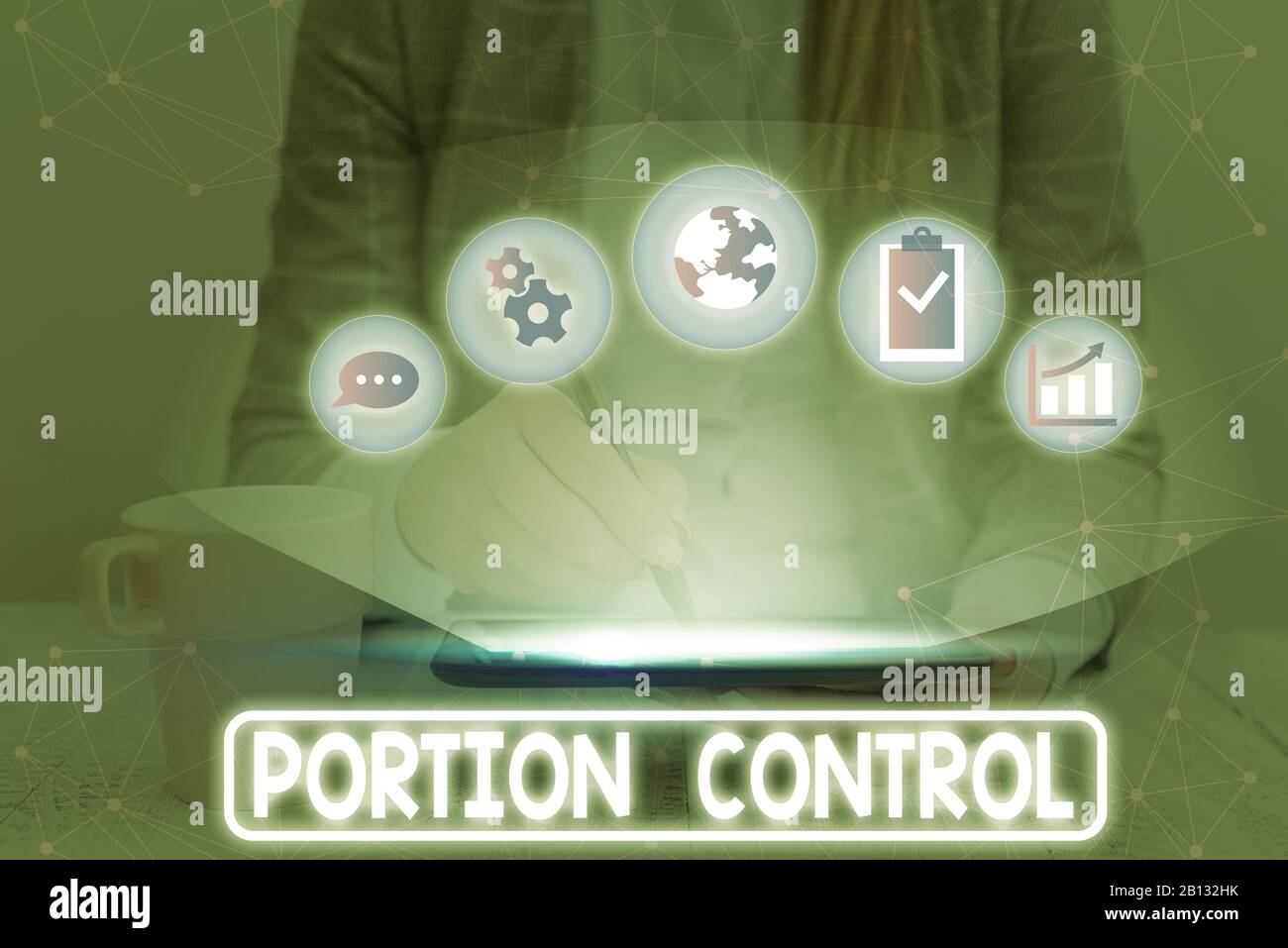 Text sign showing Portion Control. Business photo showcasing knowing