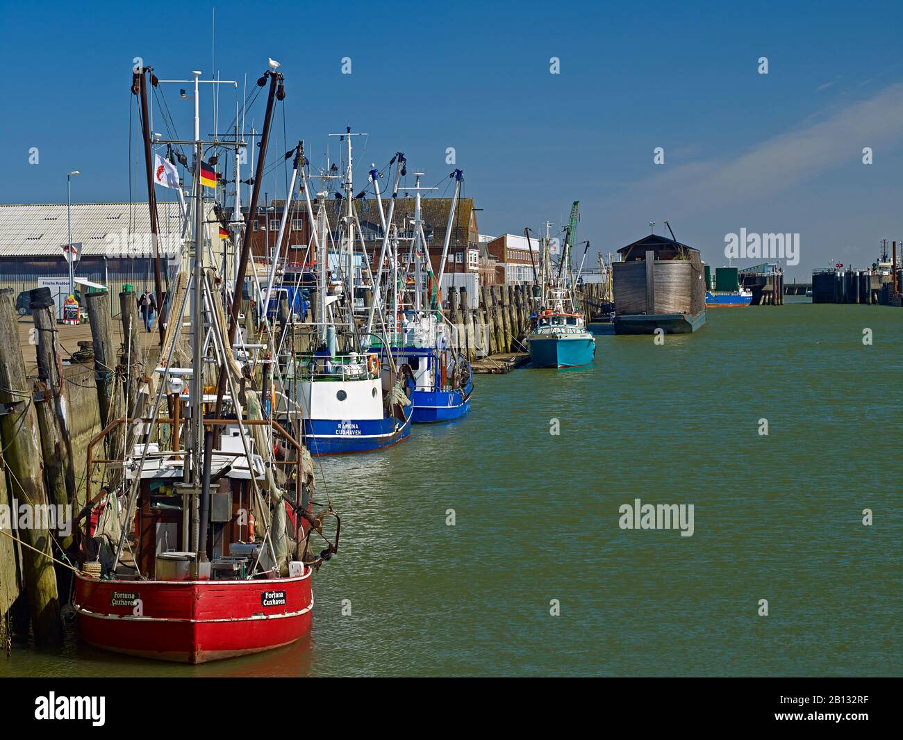 Shrimp boats in the harbor of Cuxhaven,Lower Saxony,Germany Stock Photo
