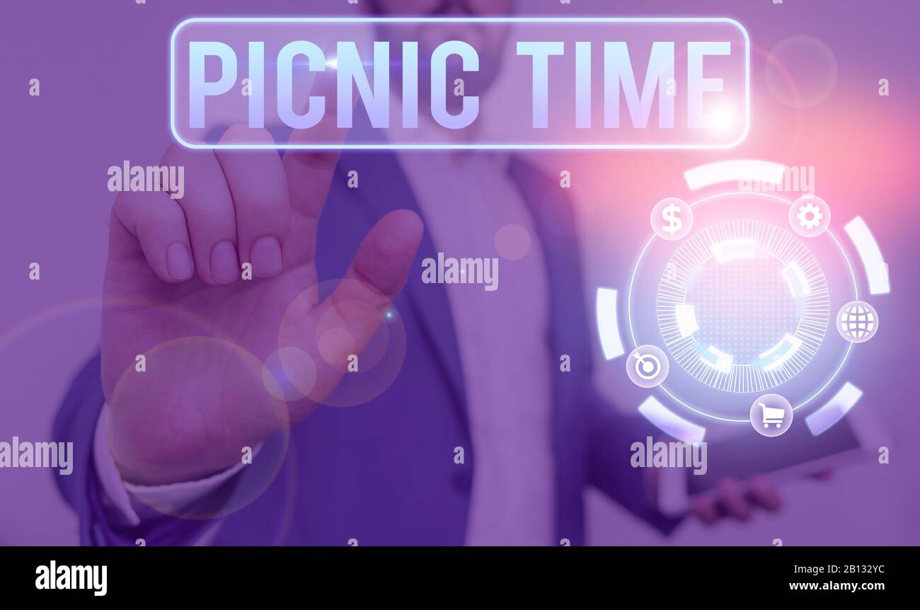 Conceptual hand writing showing Picnic Time. Concept meaning period
