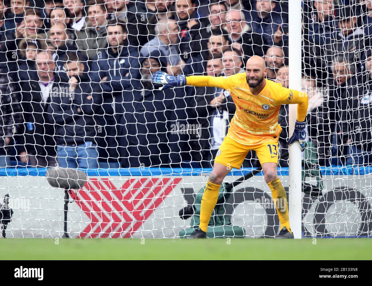 London, UK. 22nd Feb, 2020. Willy Caballero (C) at the Chelsea v Tottenham Hotspur English Premier League game at Stamford Bridge, London, UK on February 22, 2020. **Editorial use only, license required for commercial use. No use in betting, games or a single club/league/player publications** Credit: Paul Marriott/Alamy Live News Stock Photo