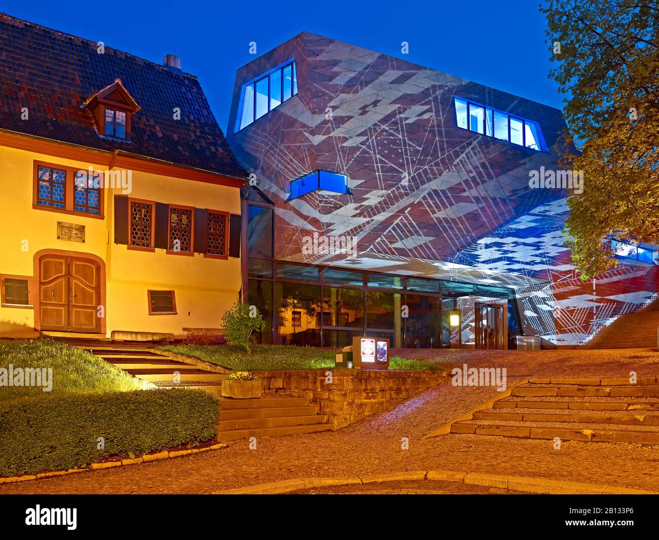 Bach House in Eisenach with light installation,Thuringia,Germany Stock Photo