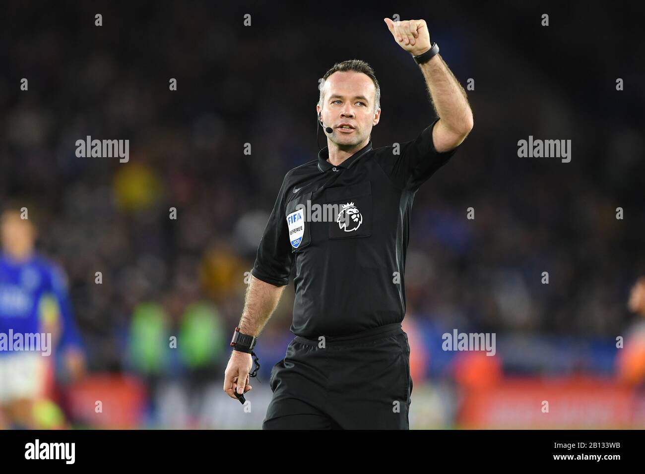 Leicester, UK. 22nd Feb, 2020.  Referee Paul Tierney during the Premier League match between Leicester City and Manchester City at the King Power Stadium, Leicester on Saturday 22nd February 2020. (Credit: Jon Hobley | MI News) Photograph may only be used for newspaper and/or magazine editorial purposes, license required for commercial use Credit: MI News & Sport /Alamy Live News Stock Photo