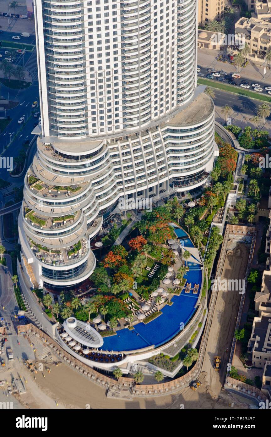 View from Burj Khalifa to The Address Hotel,Dubai,UAE,Arabian Peninsula Stock Photo