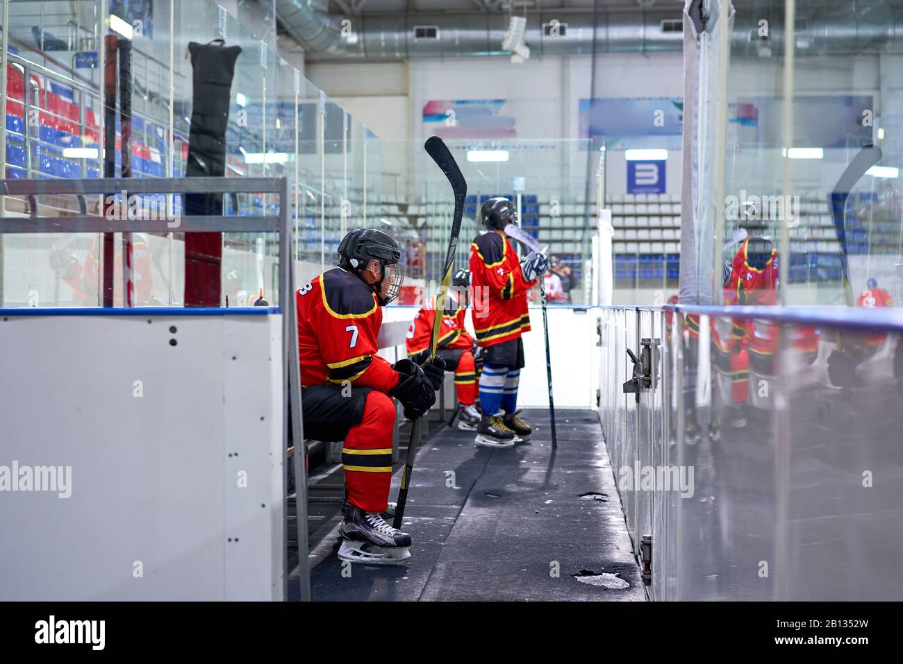 bench for a hockey match Stock Photo Alamy