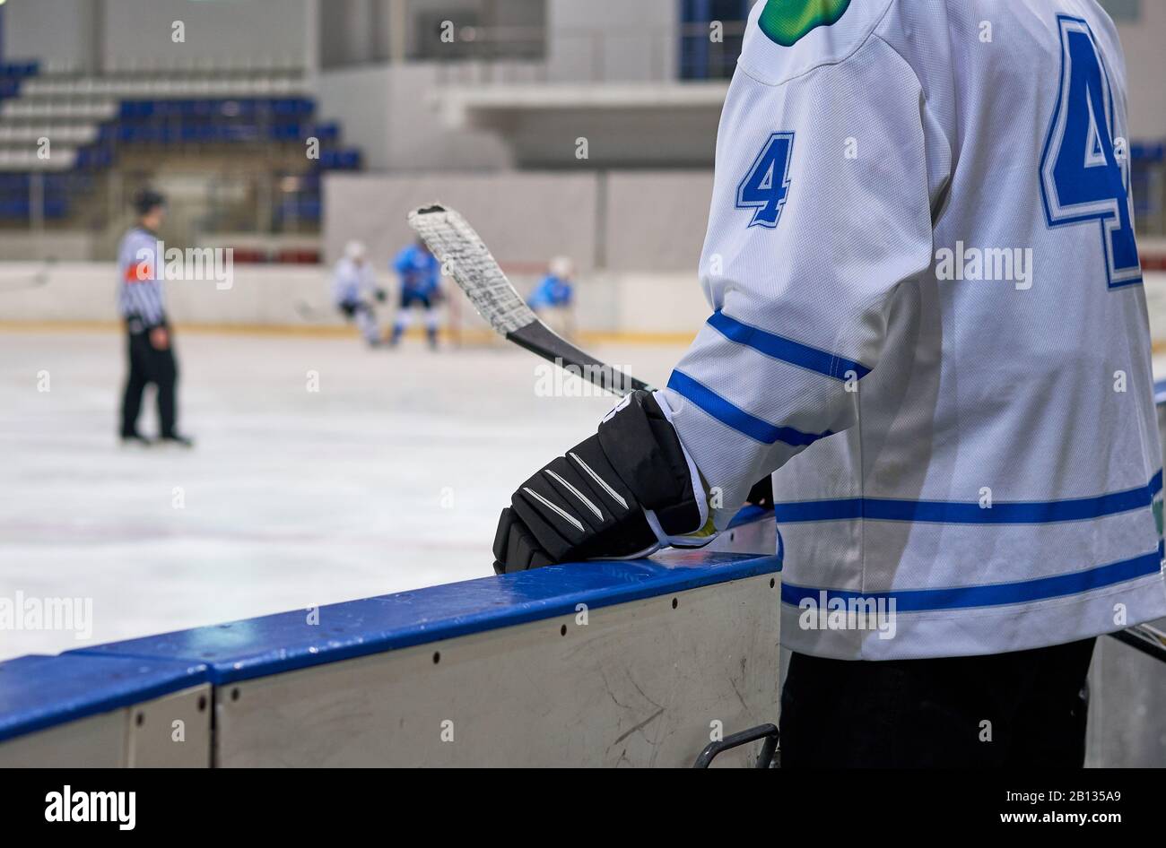 bench for a hockey match Stock Photo Alamy