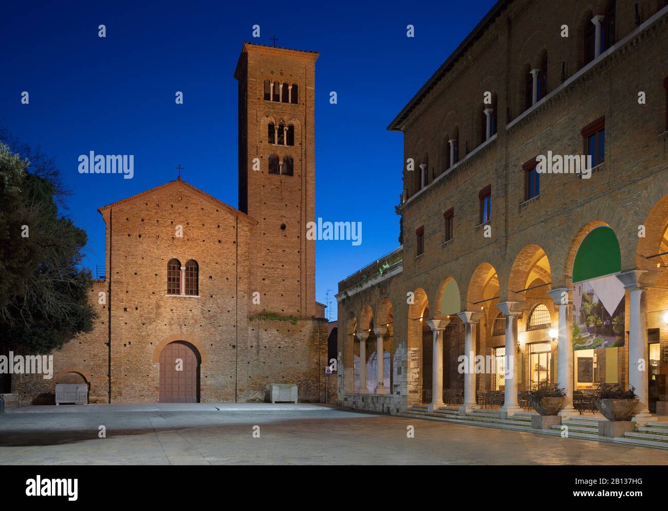 Ravenna - The church Basilica di San Francesco at the dusk. Stock Photo