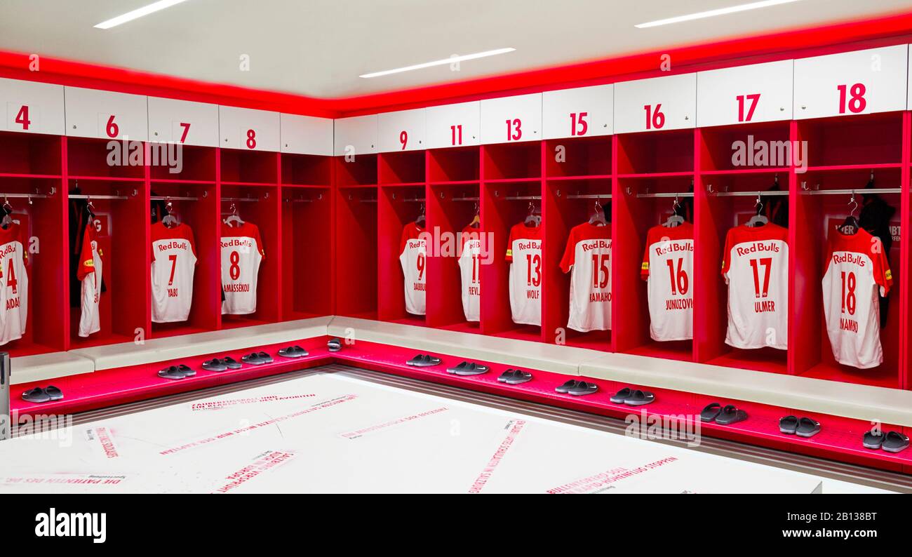 Dressing room of FC Red Bulls Salzburg Stock Photo
