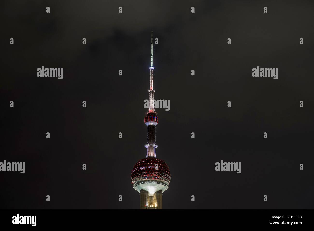 Oriental Pearl Tower at night,Lujiazui,Pudong,Shanghai,China Stock Photo