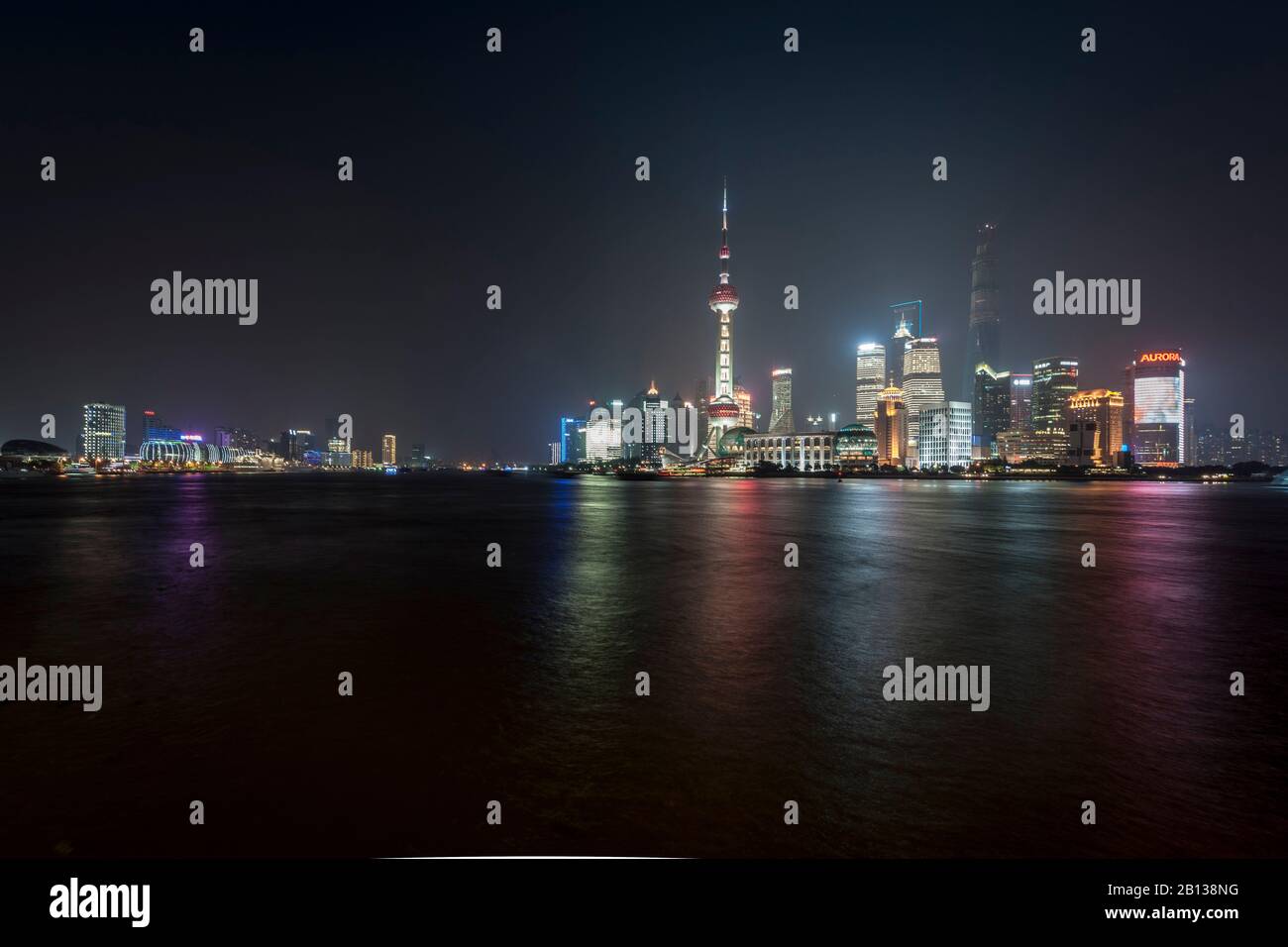 Skyline,Cityscape,Night Scene,Lujiazui,Pudong,Shanghai,China Stock Photo