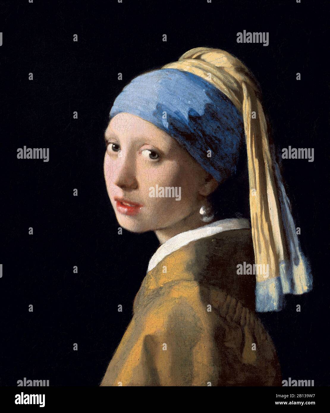Girl with a Turban (The Girl with a Pearl Earring) by Johannes Vermeer - 17th Century Dutch Baroque Period Painting Stock Photo