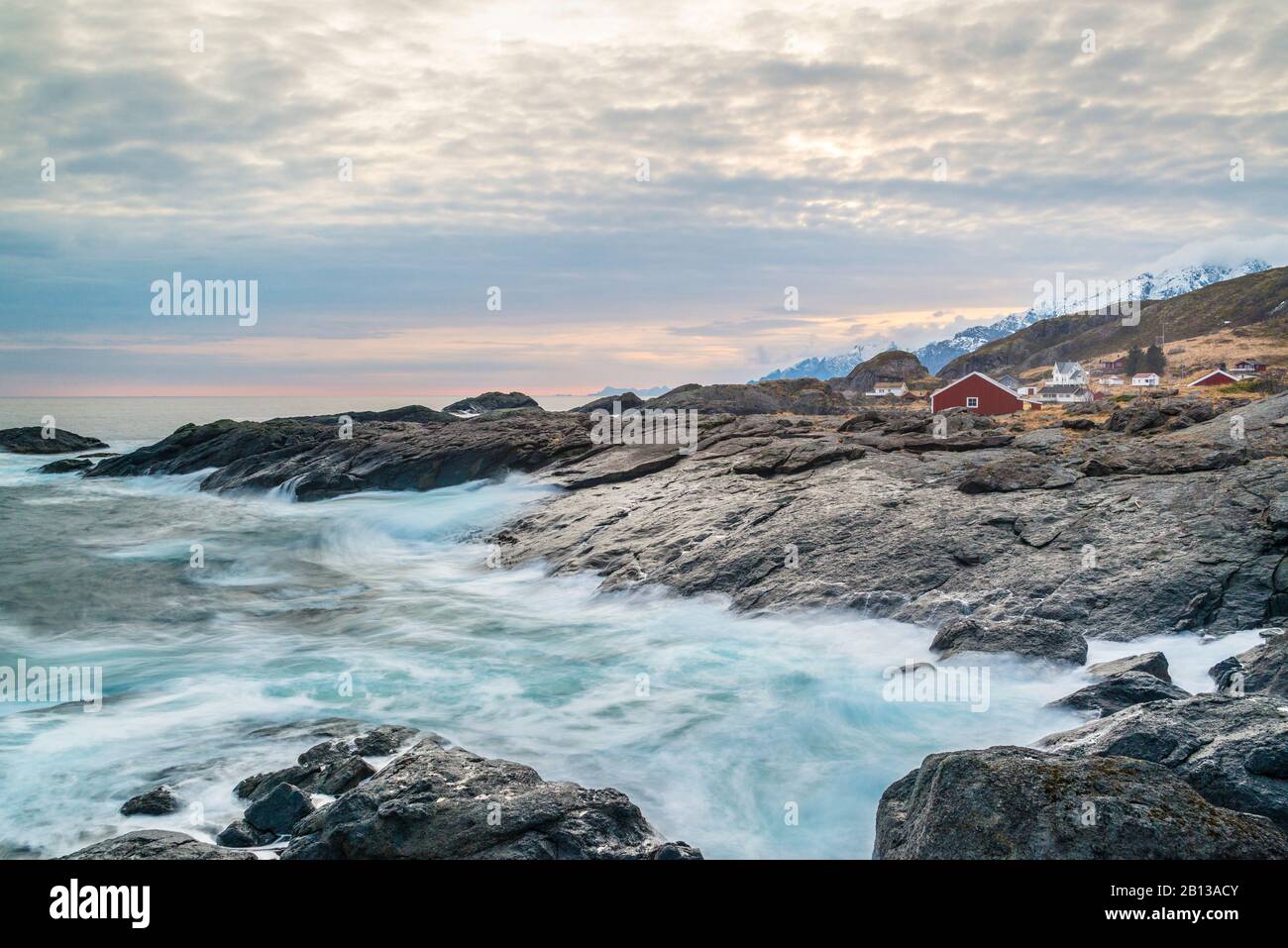 The abandoned fishing village Nesland,at the south end of Flakstadøy,Lofoten,Norway Stock Photo