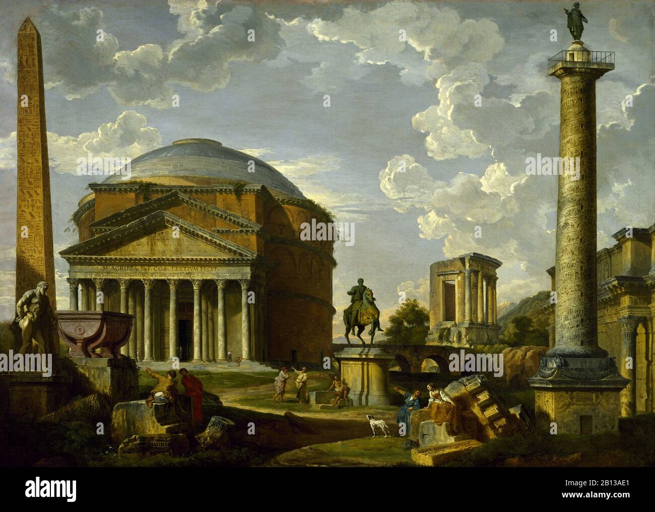 Fantasy View with the Pantheon and Other Monuments of Ancient Rome (1737) by Giovanni Paolo Panini Stock Photo