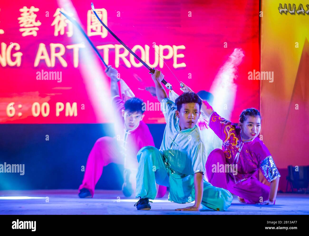 Martial arts performance in Chinatown Manila the Philippines Stock