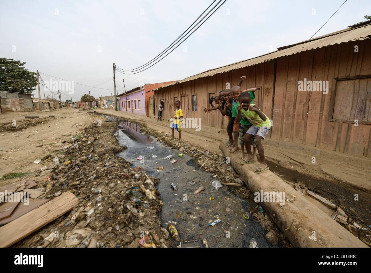 Life in Bairro Rangel,a museq,slum of Luanda,Angola,Africa Stock Photo
