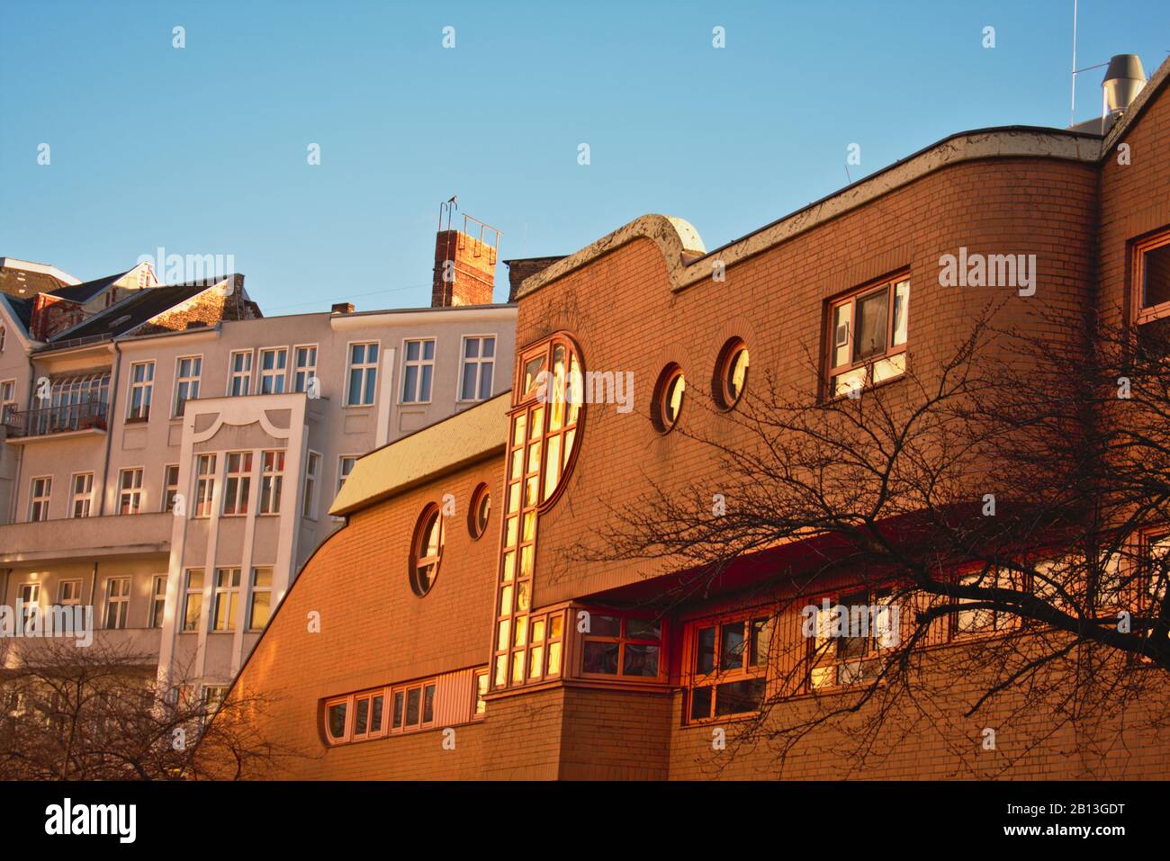 Modern brick apartment facade in Schoneberg Berlin Stock Photo Alamy