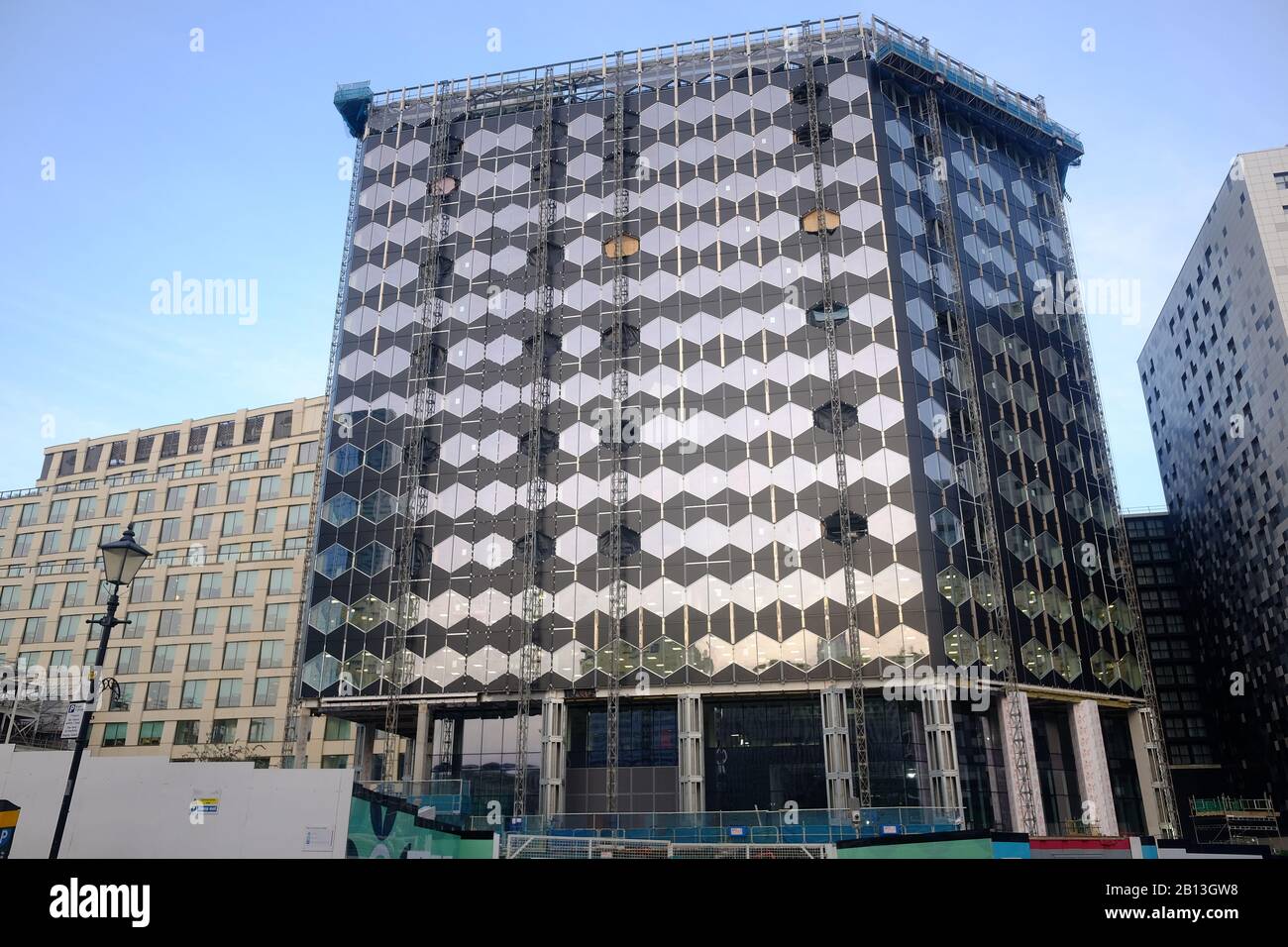 February 2020 - New office building in Birmingham showing it's curtain walling installation Stock Photo