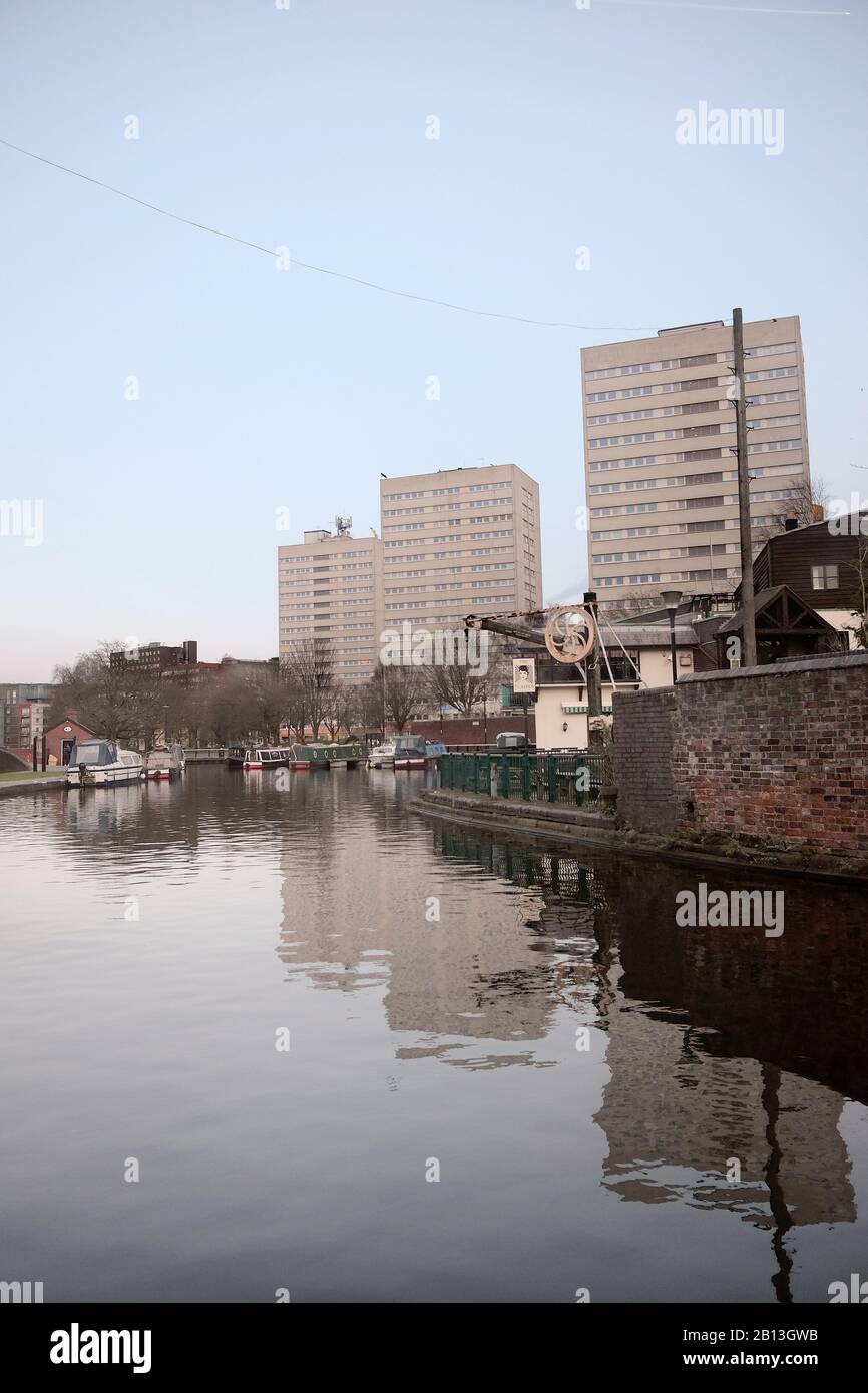 February 2020 - Birmingham little venice beside the canal Stock Photo