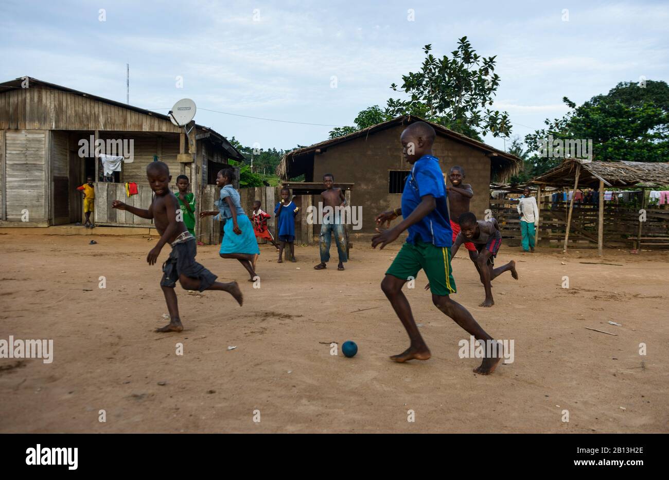 Street football in Bayanga,Central African Republic,Africa Stock Photo