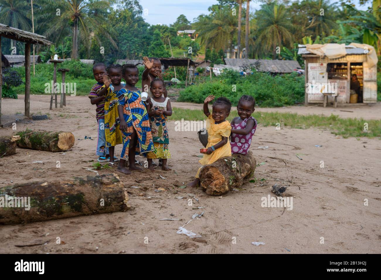 Bantu children,Bayanga,Central African Republic,Africa Stock Photo