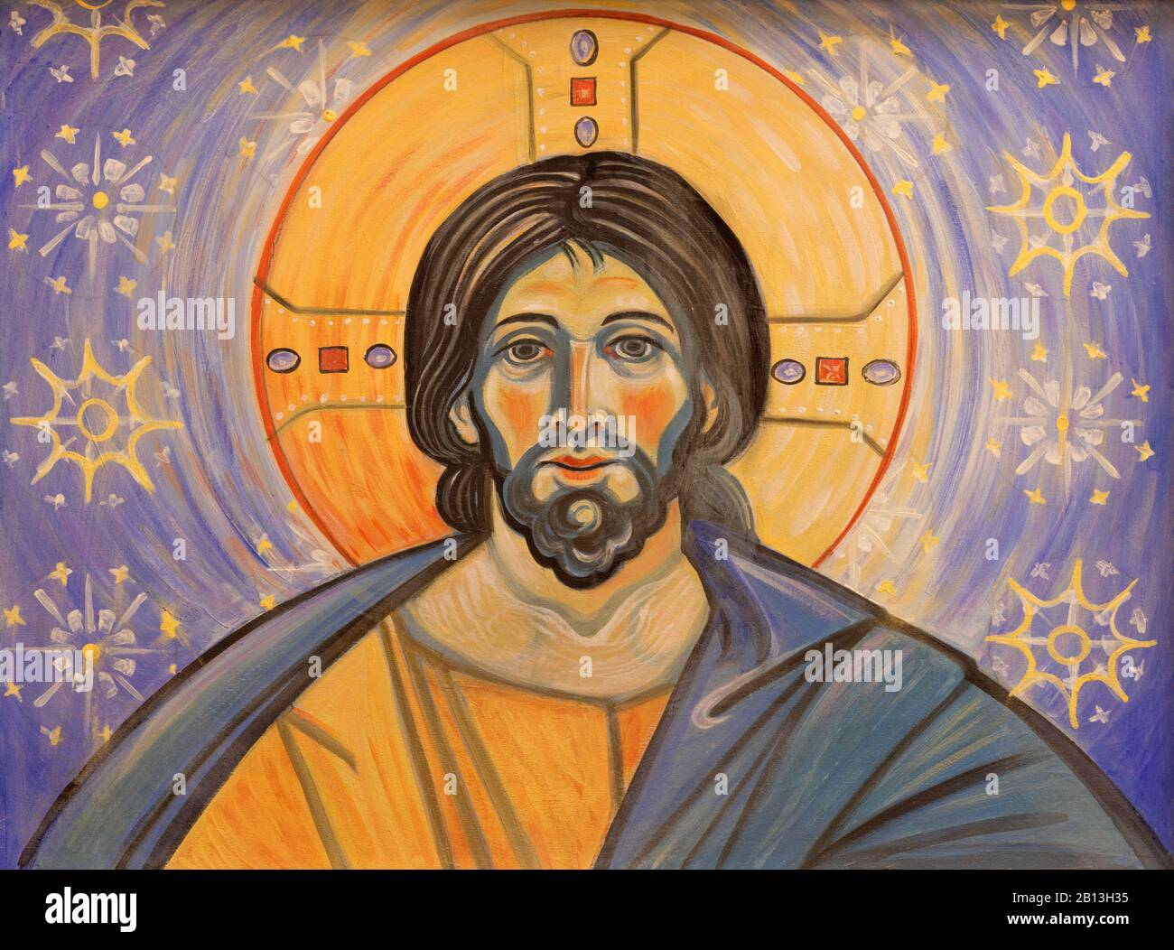 RAVENNA, ITALY - JANUARY 28, 2020: The modern painting of Jesus Christ in church Basilica di San Francesco. Stock Photo