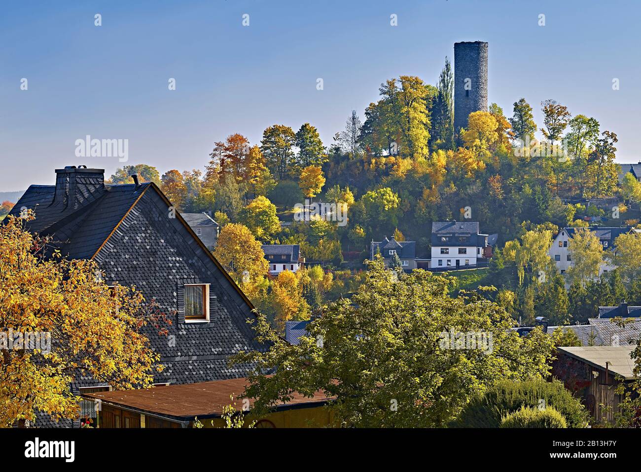 Castle in Bad Lobenstein,Thuringia,Germany Castle Pond with Castle in
