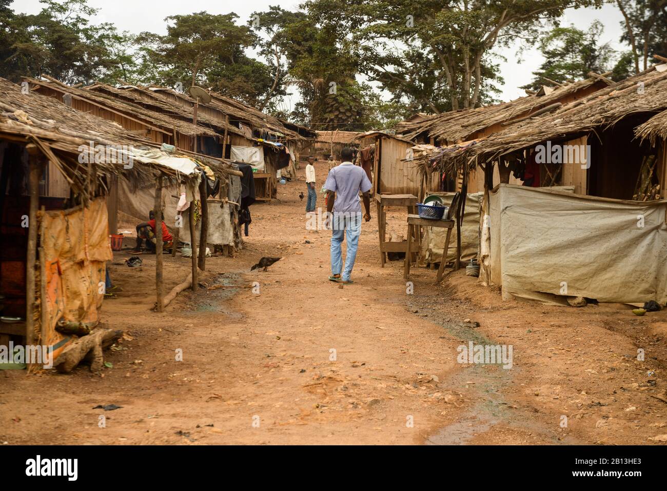 UNHCR refugee camp for the Fulani people fleeing civil was in Central African Republic,Cameroon,Africa Stock Photo