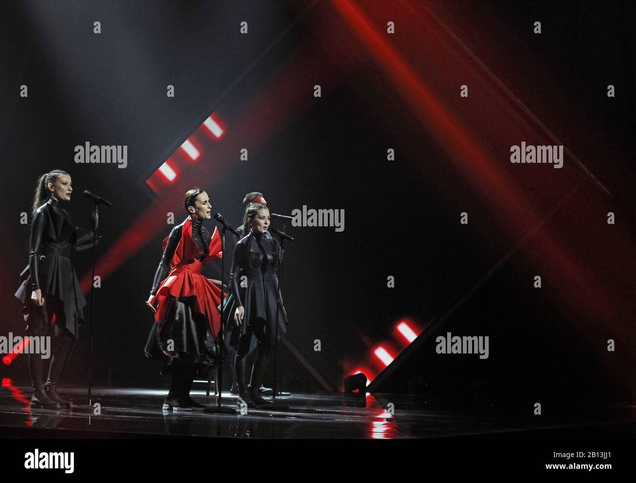 Kiev, Ukraine. 22nd Feb, 2020. Ukrainian band 'Go-A' performs during the Eurovision Song Contest (ESC) 2020 national selection final in Kiev, Ukraine, on 22 February 2020. Ukrainian band GÐ¾-A with 'Solovey' song will represents Ukraine during the 2020 the Eurovision Song Contest contest in Rotterdam, Netherlands, from 12 to 16 May 2020. Credit: Serg Glovny/ZUMA Wire/Alamy Live News Stock Photo