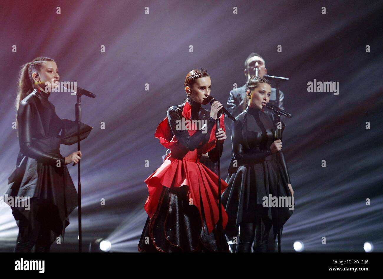 Kiev, Ukraine. 22nd Feb, 2020. Ukrainian band 'Go-A' performs during the Eurovision Song Contest (ESC) 2020 national selection final in Kiev, Ukraine, on 22 February 2020. Ukrainian band GÐ¾-A with 'Solovey' song will represents Ukraine during the 2020 the Eurovision Song Contest contest in Rotterdam, Netherlands, from 12 to 16 May 2020. Credit: Serg Glovny/ZUMA Wire/Alamy Live News Stock Photo