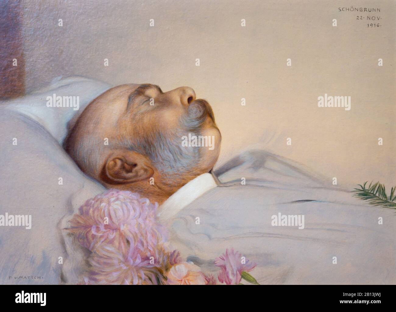 'Emperor Francis Joseph I on His Deathbed' (1916) by Franz von Matsch (1861–1942). Stock Photo