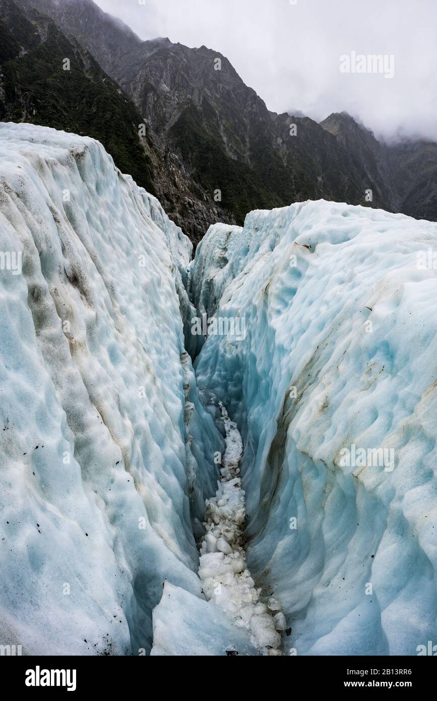 Crevasse,Franz Josef Glacier,New Zealand Stock Photo
