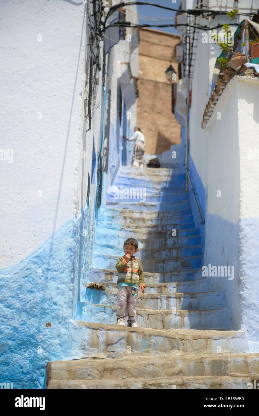 Streets and alleys of the Medina of Chefchaouen,Morocco Stock Photo