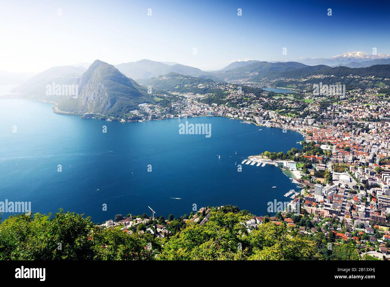 View of Lugano from Monte Bre,Ticino,Switzerland Stock Photo