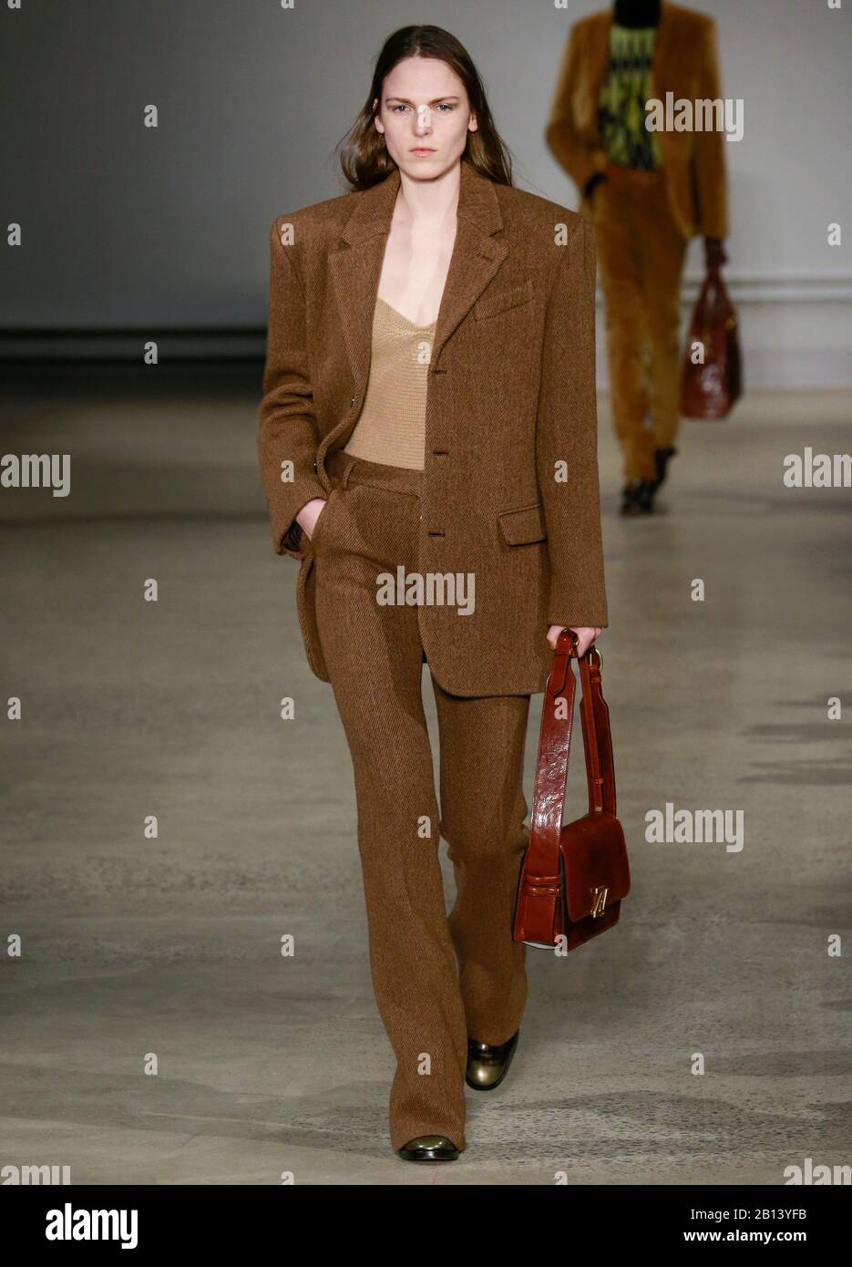 New York, New York - February 09, 2020: Polina Sova walks the runway at Zadig & Voltaire Fall Winter 2020 Fashion Show Stock Photo