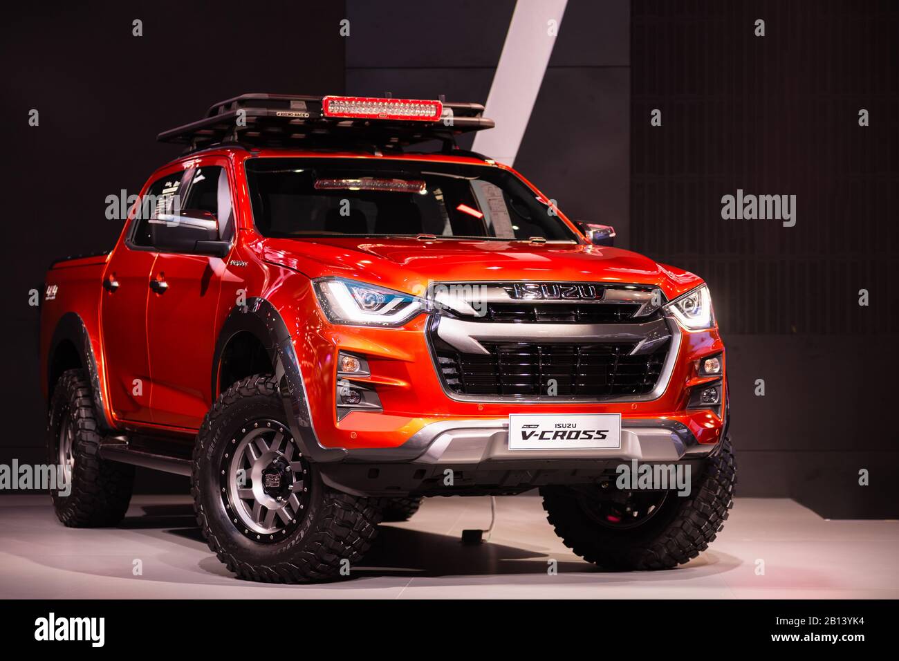 Bangkok, Thailand - February 23, 2020 : Isuzu D-Max V-Cross  4x4, range-topping double-cab pickup, the dressed-up D-Max aims to steal share from other Stock Photo