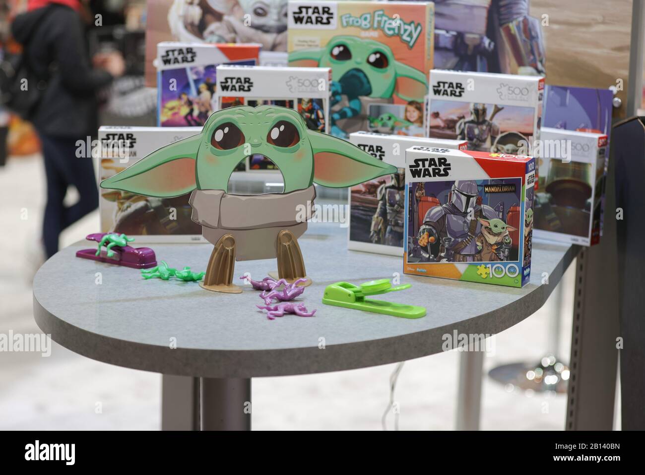 Javits Center, New York, USA, February 22, 2020 - Baby Yoda the Game on Display During the First day of the 2020 Toy Fair New York. The Toy Industry Association (TIA) ) Claim that the New York Toy Fair is One of the Largest Toy Show in the World. Photo: Luiz Rampelotto/EuropaNewswire PHOTO CREDIT MANDATORY. | usage worldwide Stock Photo