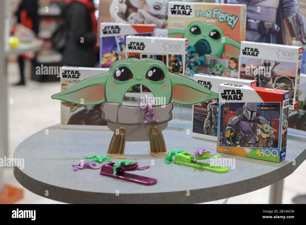 Javits Center, New York, USA, February 22, 2020 - Baby Yoda the Game on Display During the First day of the 2020 Toy Fair New York. The Toy Industry Association (TIA) ) Claim that the New York Toy Fair is One of the Largest Toy Show in the World. Photo: Luiz Rampelotto/EuropaNewswire PHOTO CREDIT MANDATORY. | usage worldwide Stock Photo