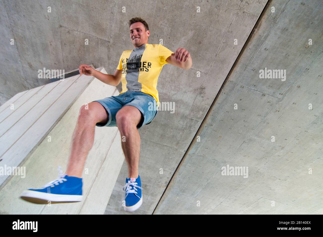 Young man is jumping Stock Photo
