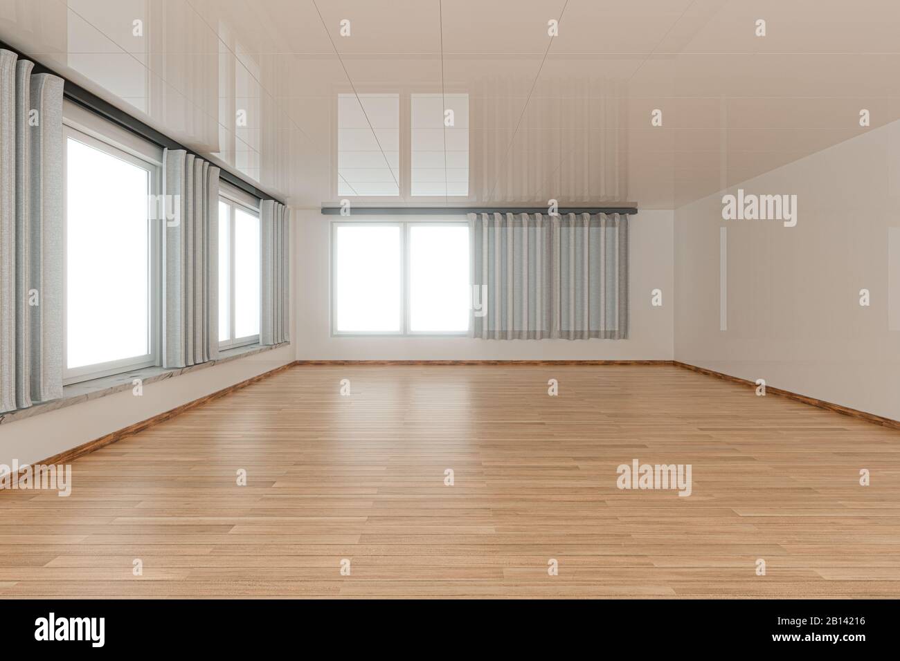Empty Room And Wooden Floor With White Background 3d Rendering