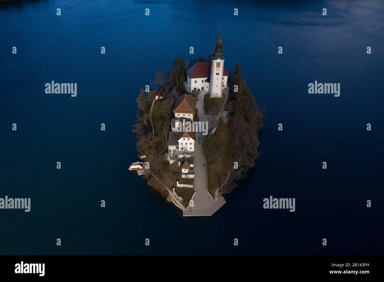 Marienkirche on a small island of Lake Bled, Bled, Slovenia Stock Photo
