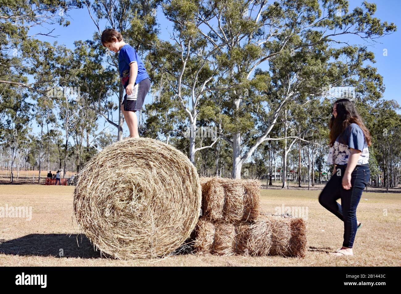 Children racing over hay bales hi-res stock photography and images - Alamy