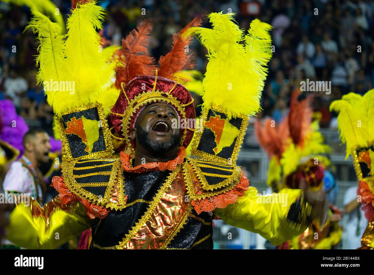 Lesser known that the Carnival of Rio de Janeiro, the Carnival in Sao Paulo has seen massive growth in the past few year, and can easily compete in be Stock Photo