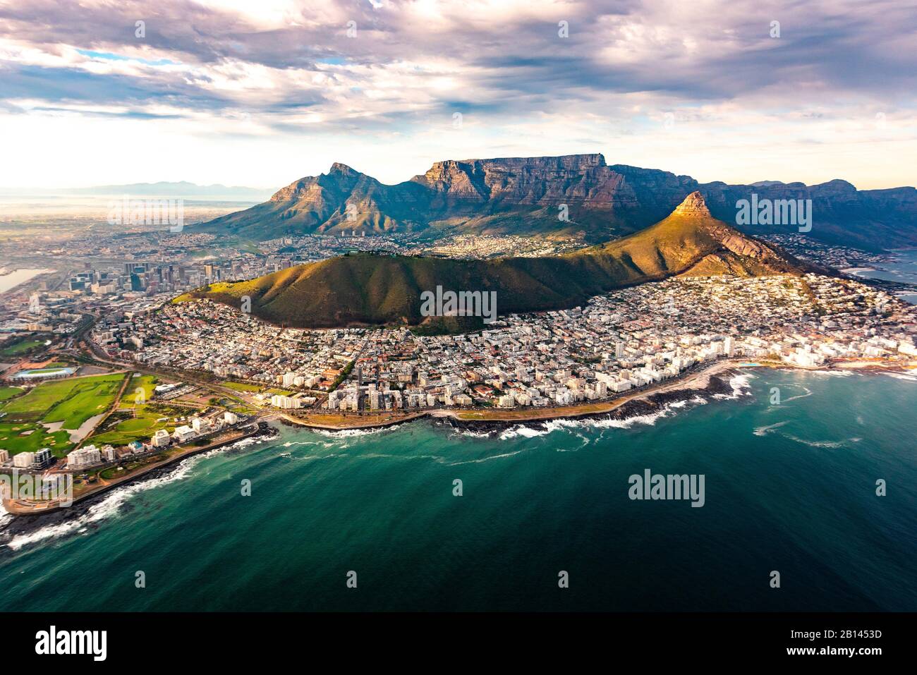 Cape Town from above with Table Mountain, South Africa Stock Photo