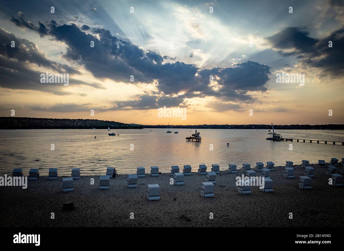 Sunset at the lido Wannsee, Wannsee, Berlin Stock Photo