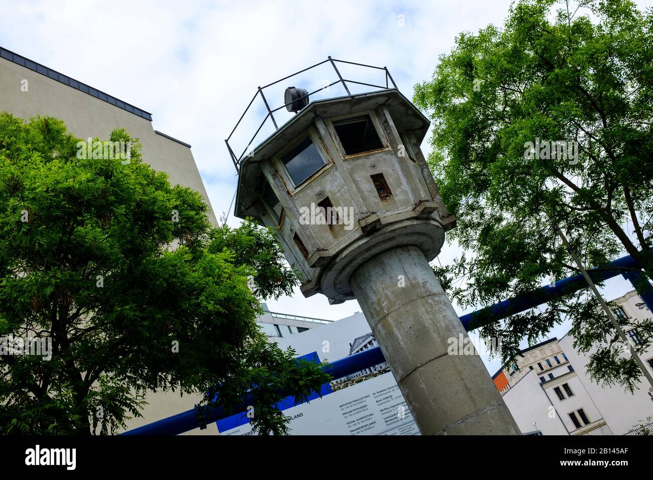 Former border watchtower at Potsdamer Platz, Berlin Stock Photo