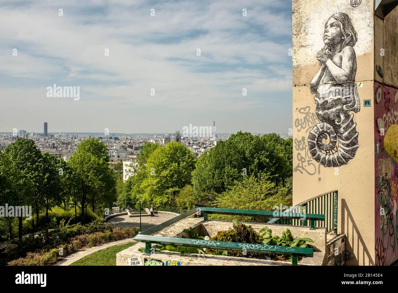 Parc de Belleville, Belleville, 20th arrondissement, Paris Stock Photo