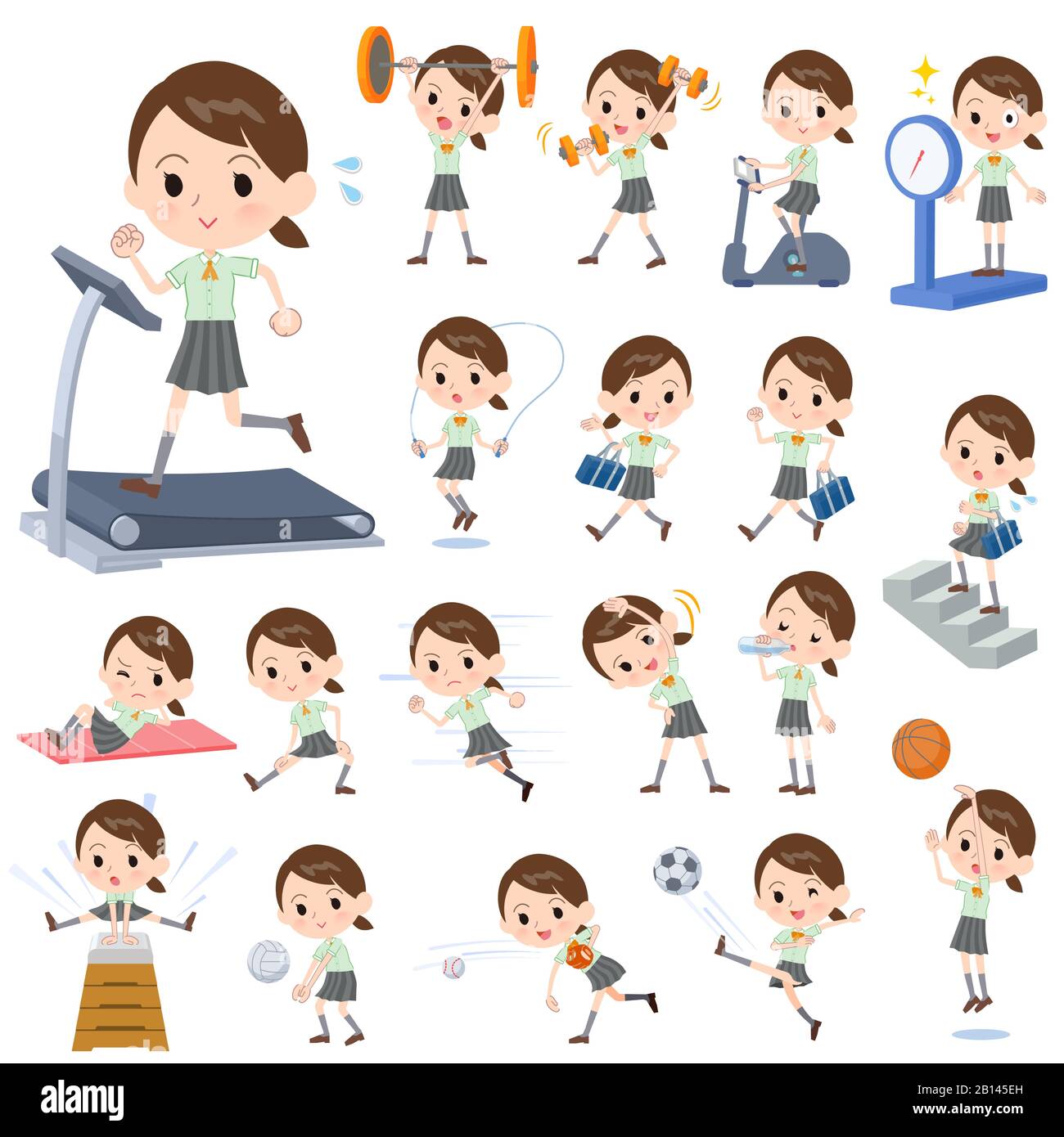 Junior high school girl jumping Stock Vector Images - Alamy