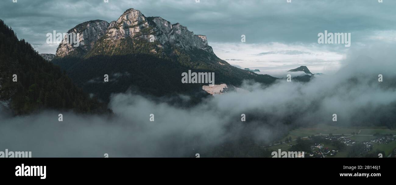 Sunrise clouds and fog in Berchtesgarden, Germany Stock Photo